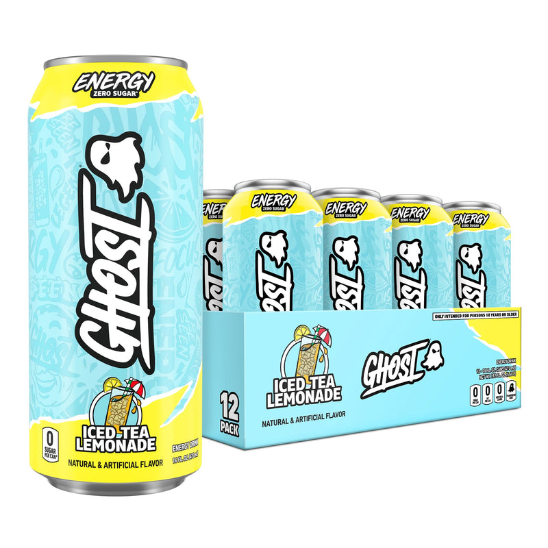 GHOST Energy Drink 12 Pack Iced Tea Lemonade, 16oz, 200mg of Natural Caffeine
