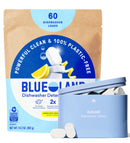 BLUELAND 100% Plastic-Free Dishwasher Detergent Tablets, 60ct, Free & Clear