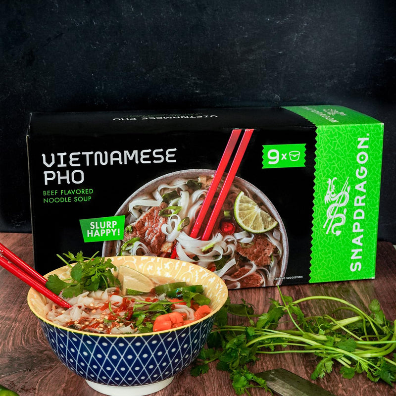 Snapdragon Vietnamese Pho Instant Noodle Bowls, Vietnamese Pho Flavor Broth with Rice Noodles 2.3 oz (9 Pack)