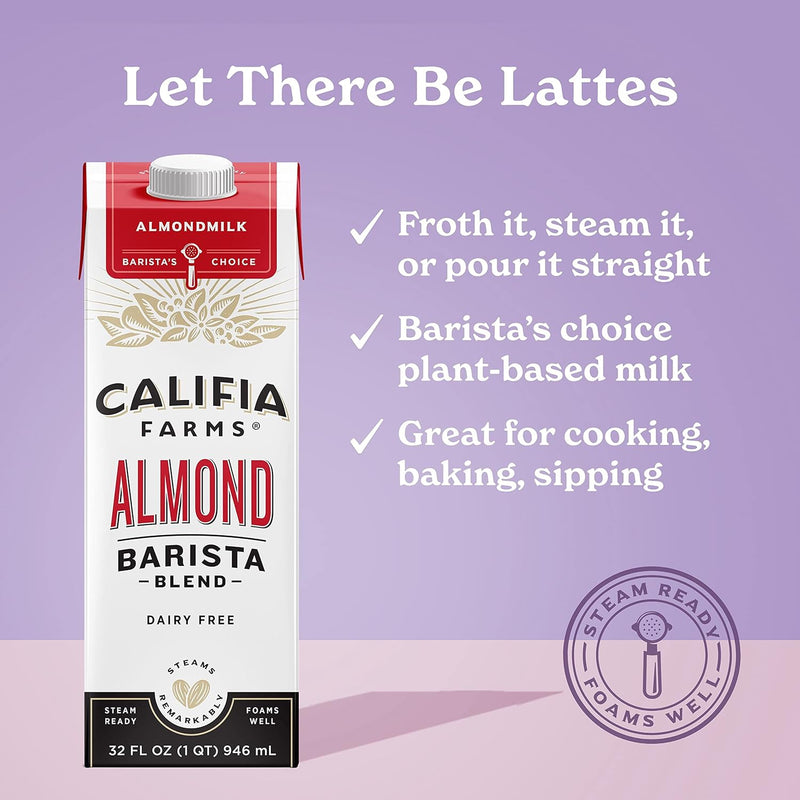 Califia Farms - Original Almond Barista Blend Almond Milk 32 Oz (Pack Of 6)