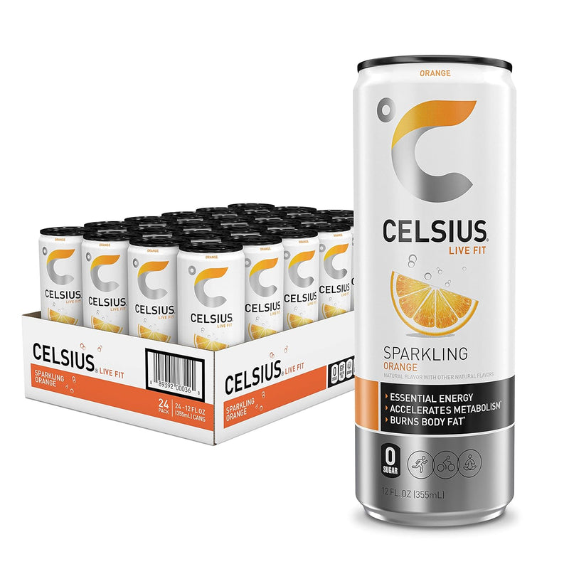 CELSIUS Sparkling Orange, Functional Essential Energy Drink, 12 Fl Oz (Pack of 24)