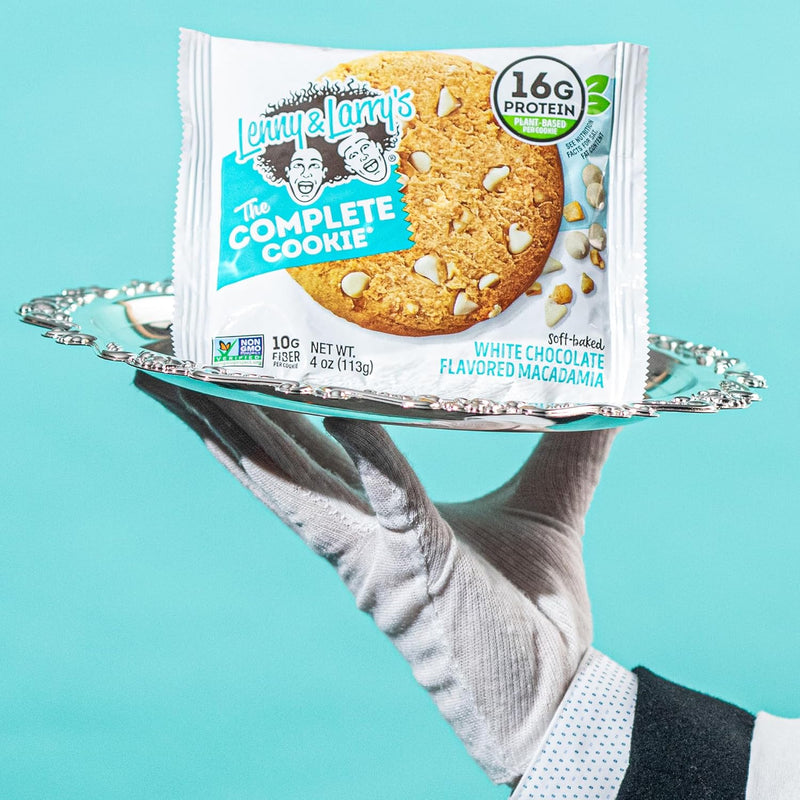 Lenny & Larry's, White Chocolate Flavored Macadamia, Soft Baked, 16g Plant Protein, Vegan, Non-GMO, 4 Ounce Cookie (Pack of 12)