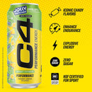 Cellucor C4 Performance Energy Drink ,JOLLY RANCHER Green Apple, Zero Sugar Carbonated Prework out Energy, 16 Fl Oz (12 Pack)