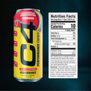 C4 Performance Energy Drink Cosmic Rainbow, Zero Sugar Carbonated Preworkout Energy, 200mg Caffeine with Beta Alanine, 16 Fl Oz (12 Pack)