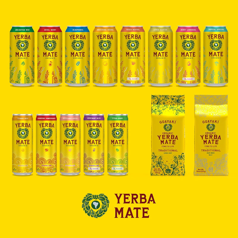 Guayakí Yerba Mate, Organic Energy Drink , Lemon Elation, 150mg Natural Plant Based Caffeine, 15.5 Oz (Pack of 12)