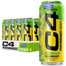 Cellucor C4 Performance Energy Drink ,JOLLY RANCHER Green Apple, Zero Sugar Carbonated Prework out Energy, 16 Fl Oz (12 Pack)