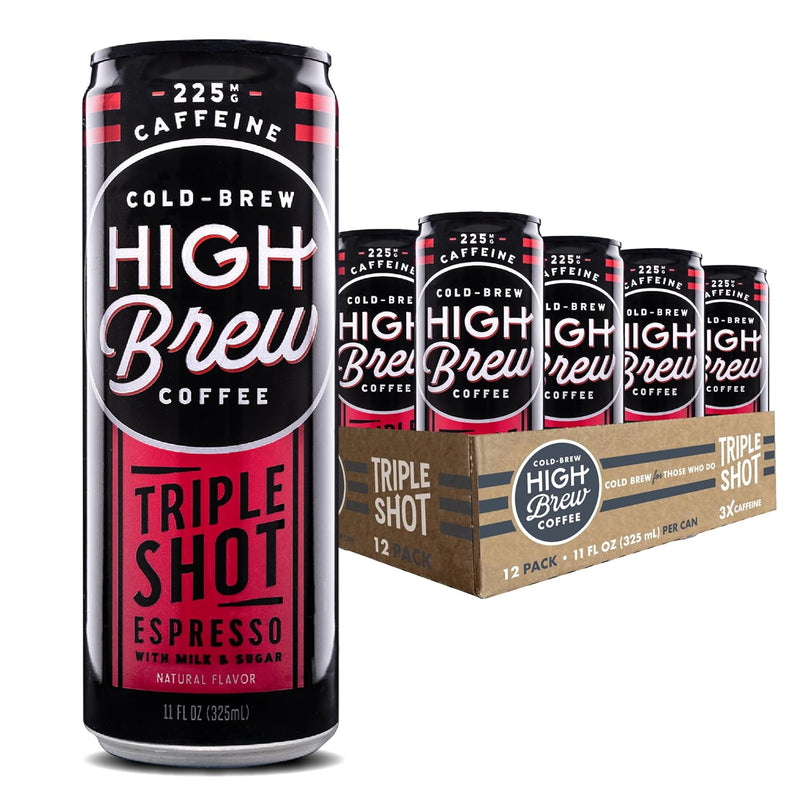 High Brew Coffee, Triple Shot Espresso, Cold Brew Coffee, 11 Fl Oz, Ready-To-Drink (Pack of 12)