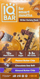 IQ BAR Variety 18 Pack | Peanut Butter Cup, Chocolate Sea Salt, Almond Butter Chip | Low Carb, High Fiber, Gluten Free, Vegan Snacks | Low Sugar Keto Energy Bars