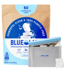 BLUELAND 100% Plastic-Free Dishwasher Detergent Tablets, 60ct, Free & Clear