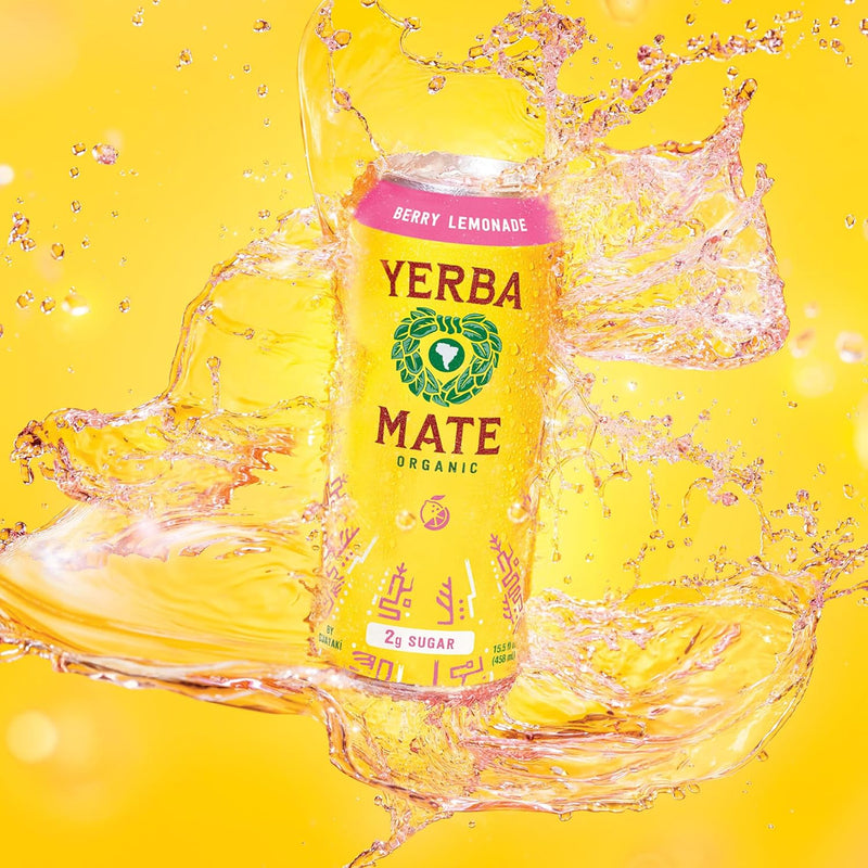Guayakí Yerba Mate, Organic Energy Drink Alternative, Berry Lemonade, 15.5 Oz (Pack of 12)