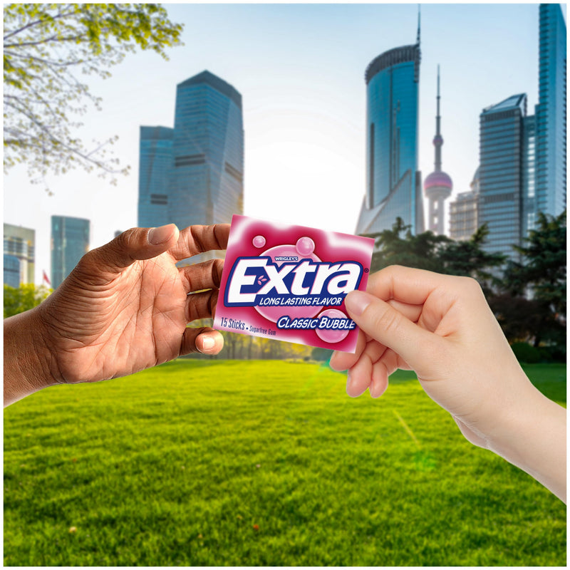 Extra Classic Bubble Gum Sugarfree, Extra Bubble Gum Bulk, 15 Count Pack of 10