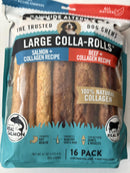 Truranch Rawhide Alternative Dog Chews, Large Colla-Rolls, Salmon, Beef, Collagen Recipe, 16 Pack