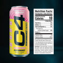 C4 Performance Energy Drink, Strawberry Blast, Zero Sugar Carbonated Preworkout Energy | 200mg Caffeine with Beta Alanine | 16 Fl Oz (12 Pack)