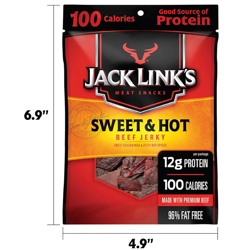 Jack Link's Meat Snacks Beef Jerky, Sweet and Hot, 1.25 Ounce (Pack of 10)