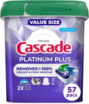 Cascade Platinum Plus Dishwasher Pods, Dishwasher Detergent, Dish Detergent Soap, Fresh, 57 Count