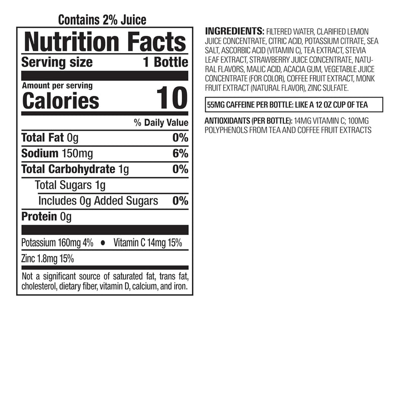 Bai Antioxidant Infused Water Beverage, São Paulo Strawberry Lemonade, with Vitamin C and No Artificial Sweeteners, 18 Fluid Ounce Bottle, 12 Pack