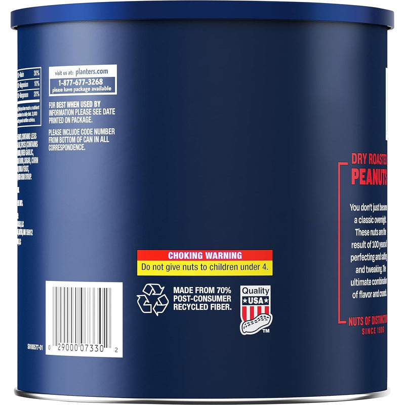 Planters Dry Roasted Peanuts, 52 oz Canister