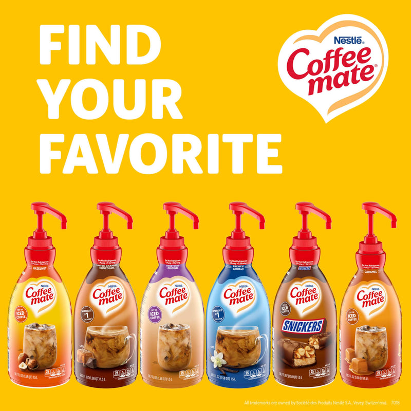 Nestle Coffee Mate Creamer, Hazelnut, Concentrated Liquid Pump Bottle, Non Dairy, No Refrigeration, 50.7 oz
