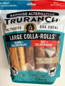 Truranch Rawhide Alternative Dog Chews, Large Colla-Rolls, Salmon, Beef, Collagen Recipe, 16 Pack, All Natural