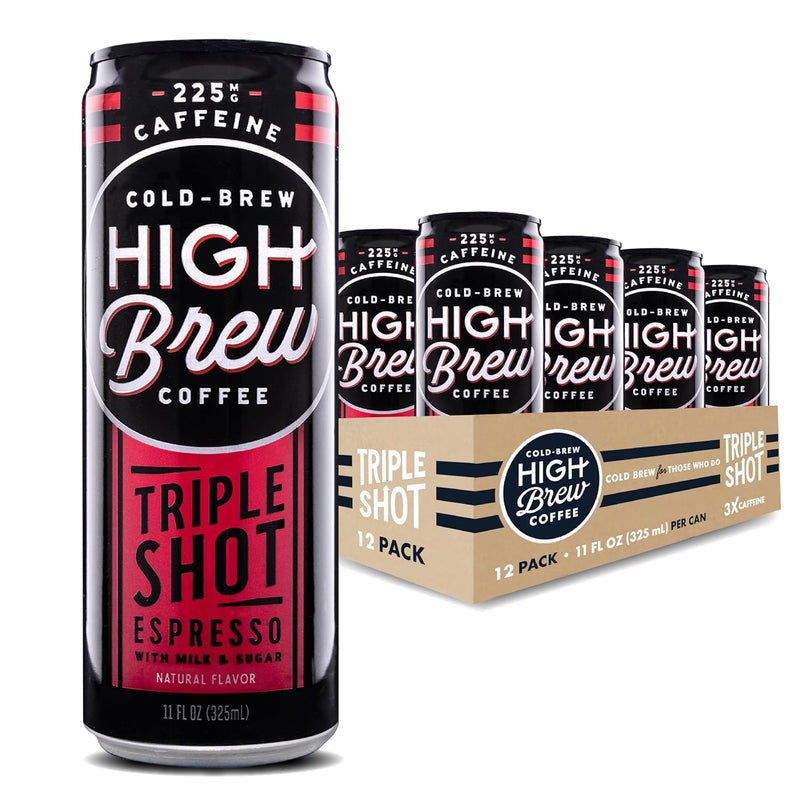 High Brew Coffee, Triple Shot Espresso, Cold Brew Coffee, 11 Fl Oz, Ready-To-Drink (Pack of 12)