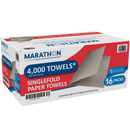 Marathon Singlefold Paper Towels, 1-Ply, Brown, 4000 ct