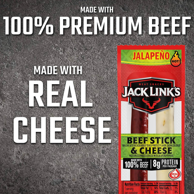 Jack Link’s Jalapeno Beef & Cheese Combo, Spicy ,Made with 100% Beef and Real Wisconsin Cheese, 8g protein, 1.2 Ounce (Pack of 16)