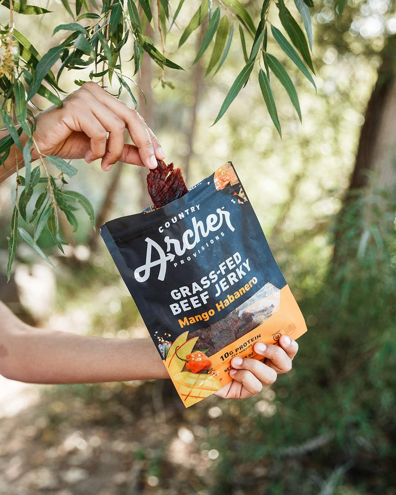 Country Archer Grass-Fed Beef Jerky - Protein Snack, Paleo - Mango Habanero, 16 oz