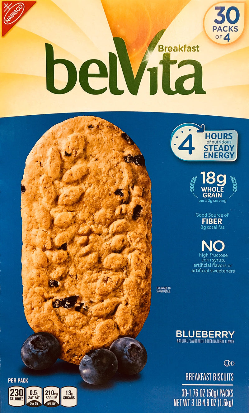 belVita Blueberry Breakfast Biscuits, 30 Total Packs, 5 Count(Pack of 6)