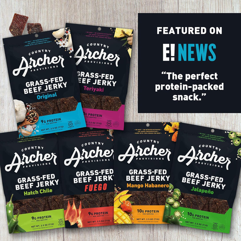Country Archer Grass-Fed Beef Jerky - Protein Snack, Paleo - Mango Habanero, 16 oz