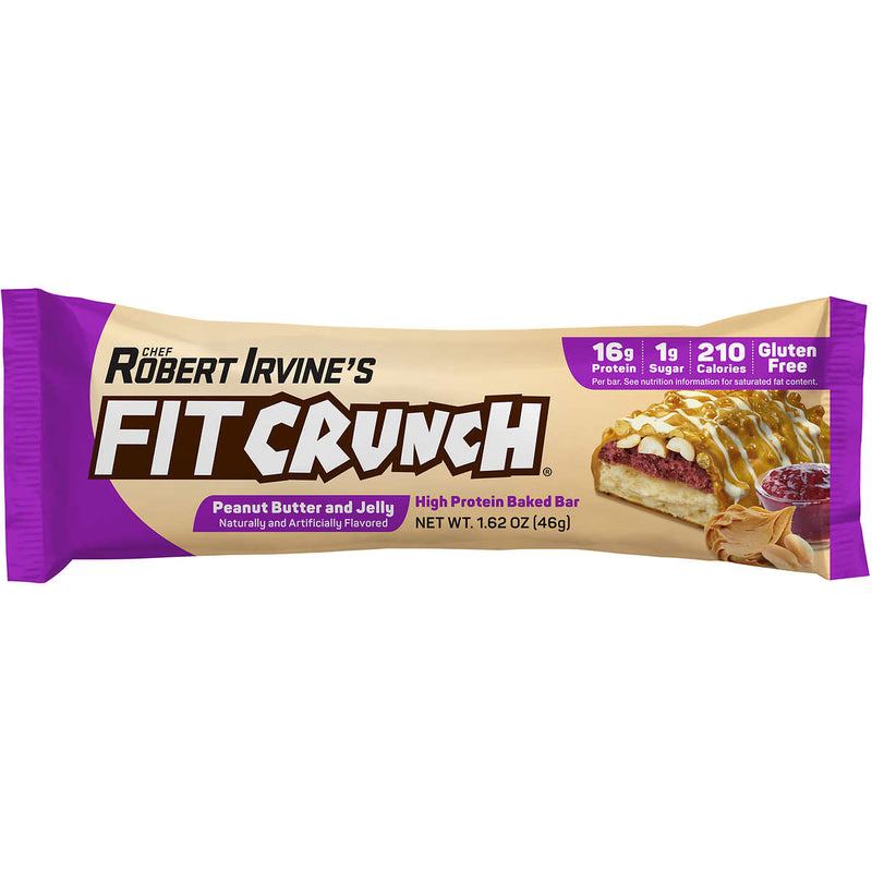 Fit Crunch Whey Protein Bar, Peanut Butter and Jelly, 1.62 oz, 18 ct