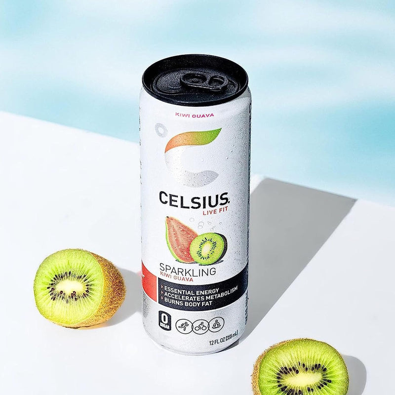 CELSIUS Functional Essential Energy Drink 12 Fl Oz Sparkling Kiwi Guava (Pack of 12)