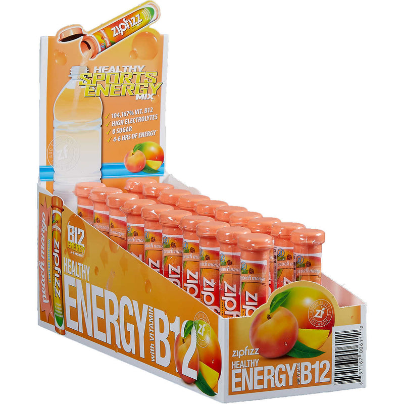 Zipfizz Healthy Energy Drink Mix with Vitamin B12, Peach Mango, 20 ct