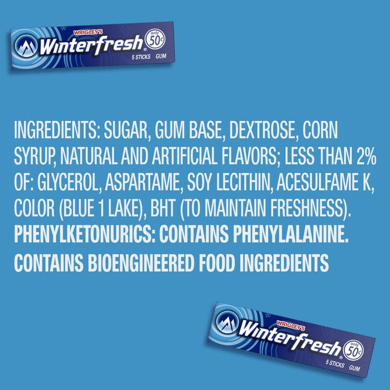 WRIGLEY'S WINTERFRESH Chewing Gum Bulk Pack, 5 Sticks Per Pack (Pack of 40)