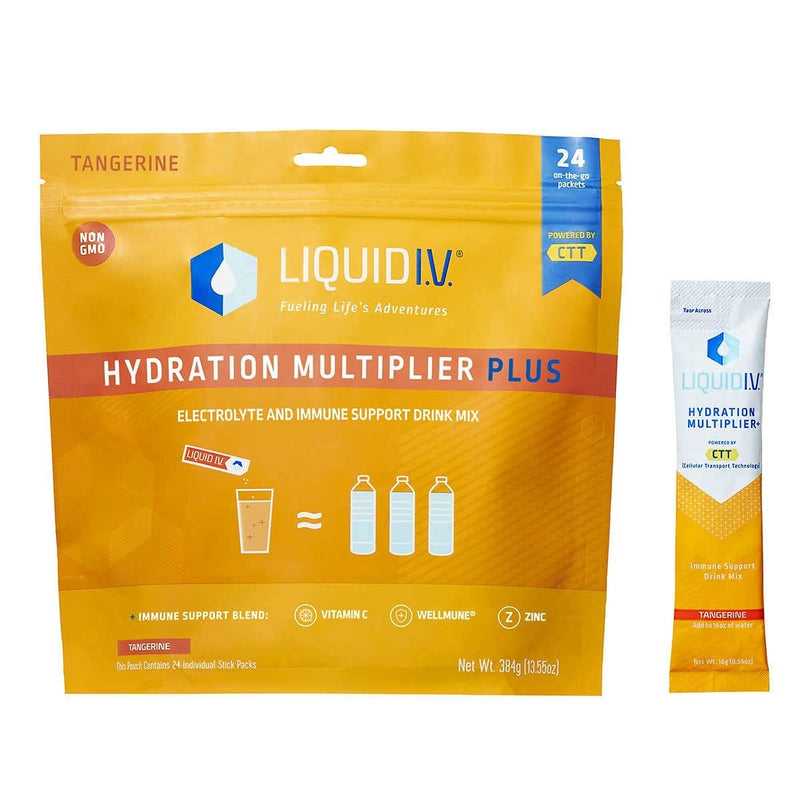 Liquid I.V. Hydration Multiplier Plus Immune Support, Resealable Pouch, 13.55 Oz, Pack of 24