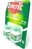 Zyrtec Cetirizine HCI/Antihistamine 10mg 65 Liquid Gels One Bottle of 25 and One Bottle of 40