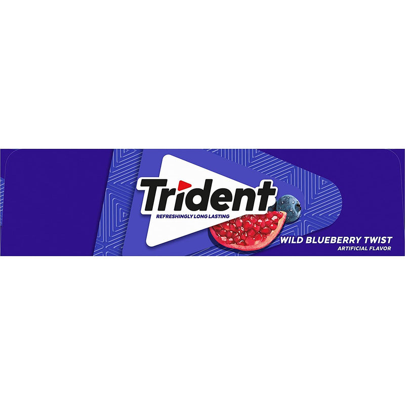 Trident Wild Blueberry Twist Sugar Free Gum, 12 Packs of 14 Pieces (168 Total Pieces)