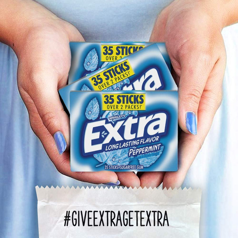 EXTRA Gum Peppermint Sugarfree Chewing Gum Mega Pack, 35 Sticks (Pack of 6)
