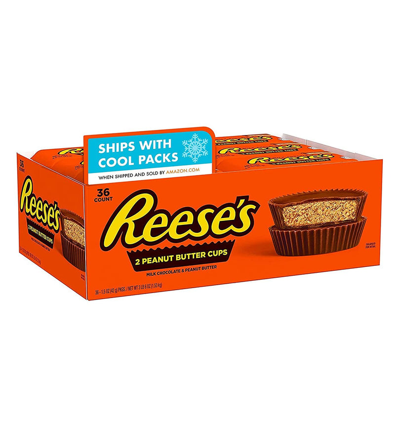 REESE'S Milk Chocolate Peanut Butter Cups Candy, Bulk, Halloween, 1.5 oz Packs (36 Count)