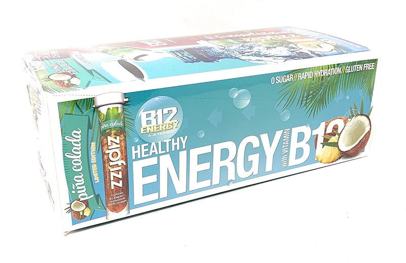 Zipfizz Healthy Energy Drink Mix, Hydration with B12 and Multi Vitamins,Split Box Pina Colada & Black Cherry Limited Edition 30 Tubes (330 g)
