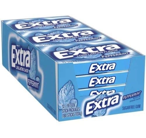 Extra Peppermint Gum, 15-Stick Slim Packs (Pack of 12)