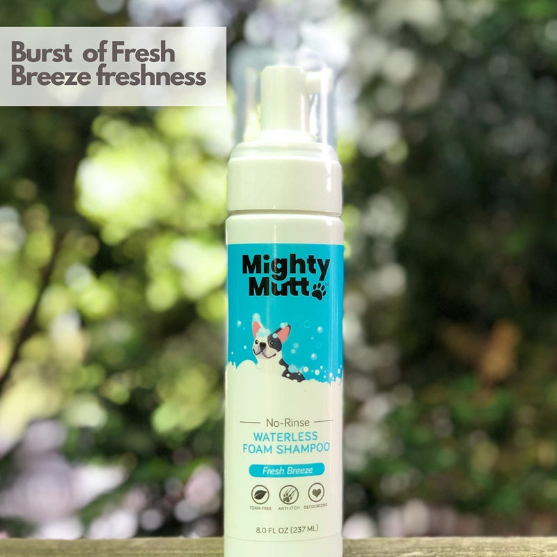 Mighty Mutt Hypoallergenic Waterless Shampoo for Dogs (8 oz) + Refill (30 oz) Bundle | Dry Shampoo for Dogs | Waterless Foam No Rinse | Anti-Itch, Soothing and Deodorizing