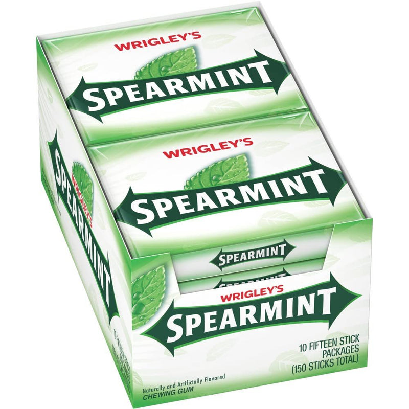 WRIGLEY'S Spearmint Chewing Gum, 15 Count (Pack of 10)