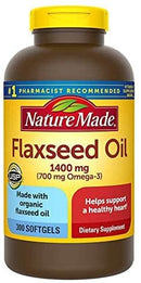 Nature Made Organic Flaxseed Oil, Omega-3-6-9 for Heart Health, 1400 mg, Liquid Softgels - 300 Count