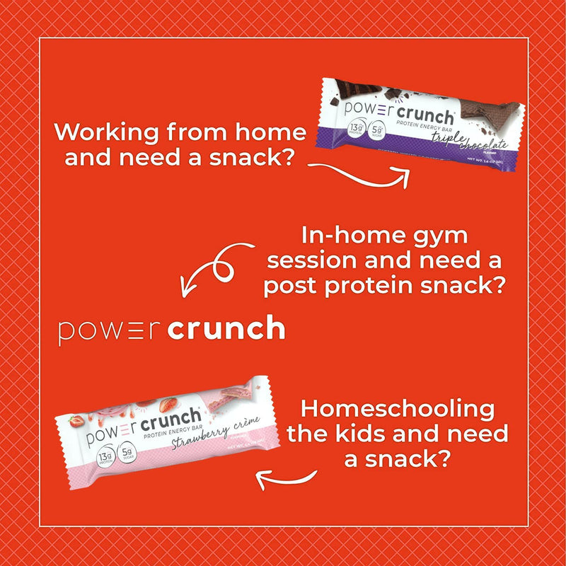 Power Crunch Whey Protein Bars, High Protein Snacks with Delicious Taste, Triple Chocolate, 1.4 Ounce (12 Count)