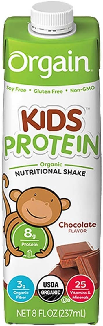 Orgain USDA Organic Kids Nutritional Protein Shake Chocolate 8 fl oz, 24-Count