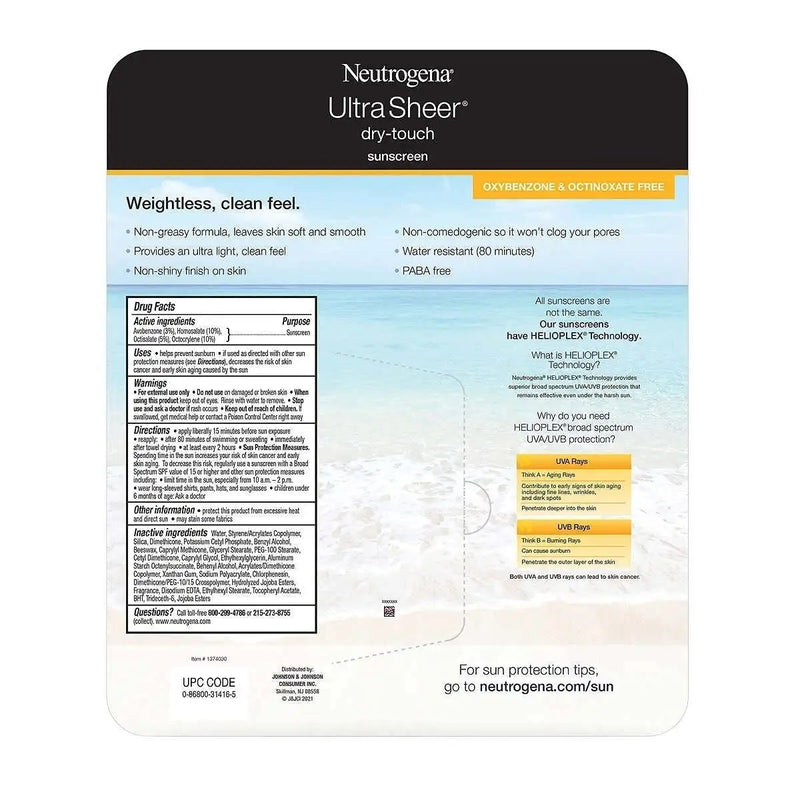Neutrogena Ultra Sheer Spf 55 Sunscreen Light Weight Clean Feel 5.0 Fl Oz +3.0 Fl Oz Net Wt 8 Fl Oz