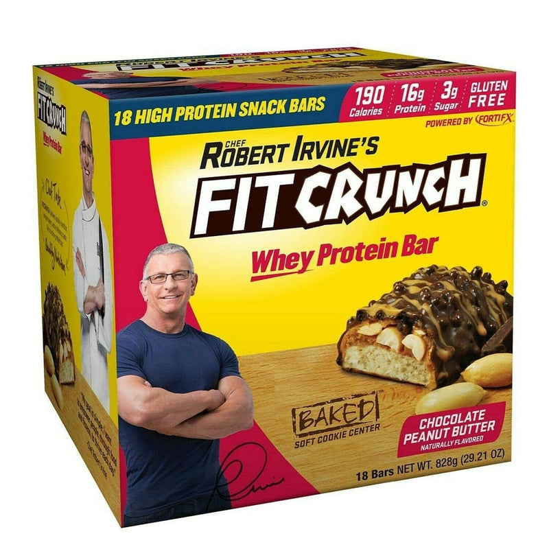 Fit Crunch Chef Robert Irvine's Whey Protein Bars, 18 Count Chocolate Peanut