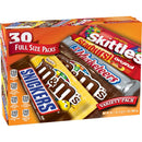 Mars M&M'S, SNICKERS, 3 MUSKETEERS, SKITTLES & STARBURST Variety Pack Full Size Bulk Candy Assortment, 56.11 oz, 30 Count
