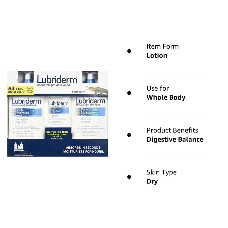 Lubriderm Dermatologist Daily Moisture Lotion for Normal to Dry Skin 3 Pack Value Pack