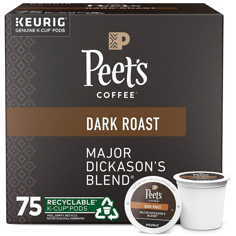 Peet's Coffee Major Dickason's Blend, Dark, Keurig K-Cup Pods, 75 ct